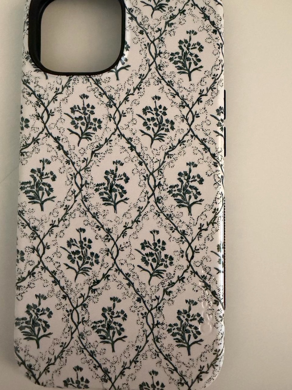 Green Floral Pattern Phone Case - White Background